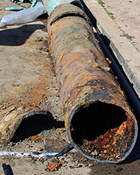Corroded cast-iron gas pipe. Credit: San Diego.gov